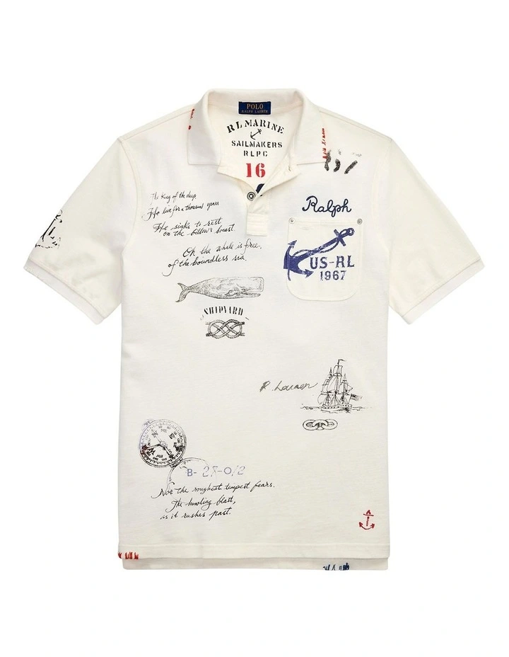 Classic Fit Polo Shirt in White image 4