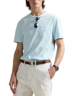 Classic Fit Mineral-Dyed Jersey T-shirt in Blue