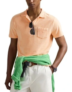 Mineral-Dyed Polo Shirt in Yellow