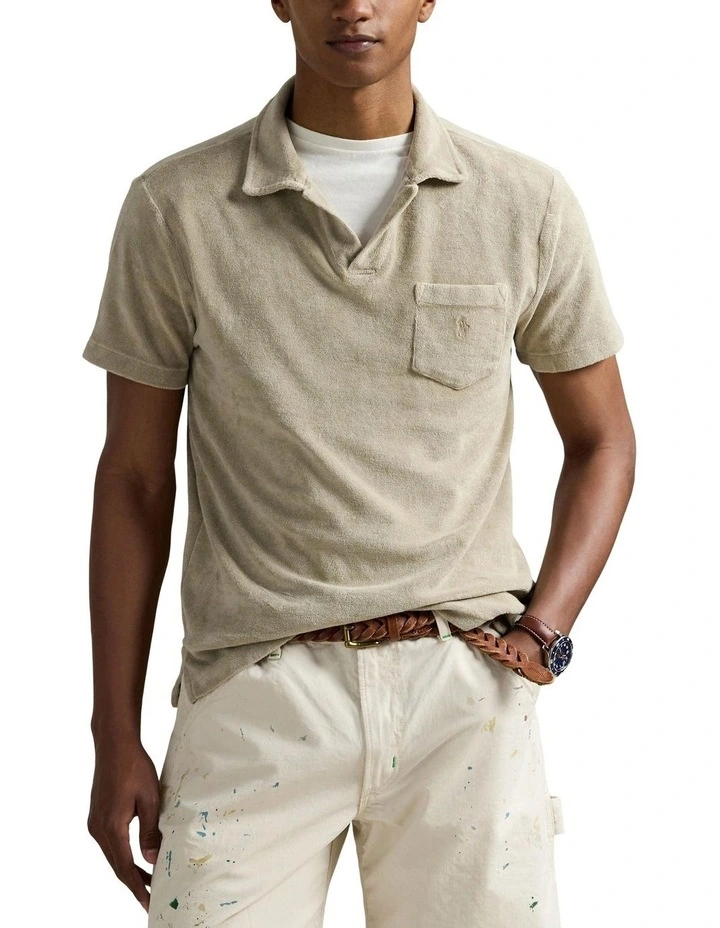 Mineral-Dyed Polo Shirt in Green image 1