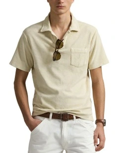 Mineral-Dyed Polo Shirt in Beige