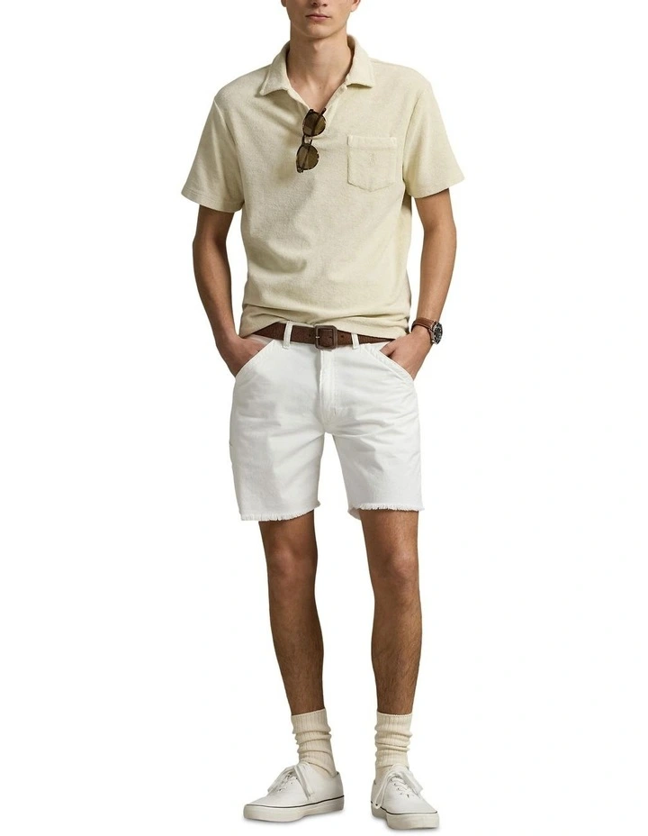 Mineral-Dyed Polo Shirt in Beige image 3
