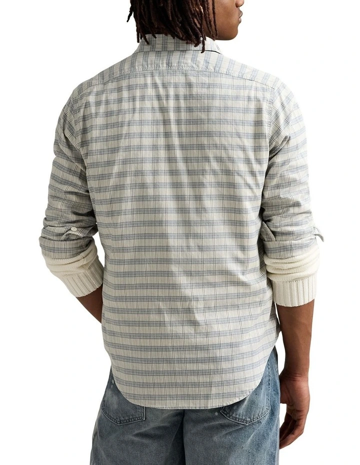 Classic Fit Plaid Workshirt in Beige image 2