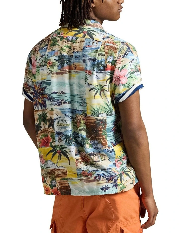 Classic Fit Patchwork-Print Camp Shirt in Multi image 2