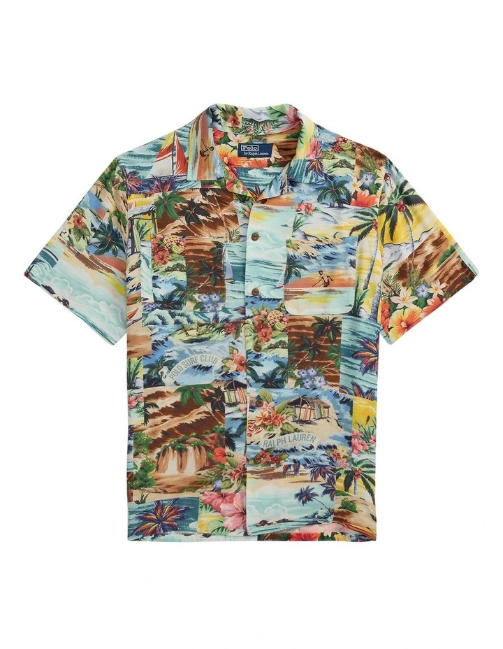 Classic Fit Patchwork-Print Camp Shirt in Multi image 4