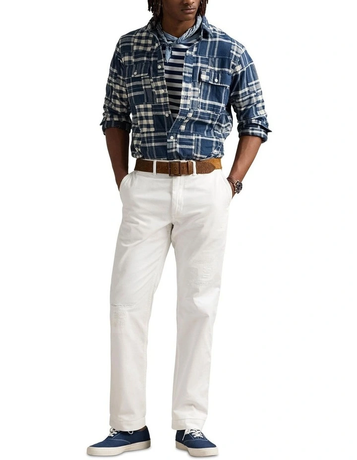 Classic Fit Patchwork Workshirt in Blue image 3