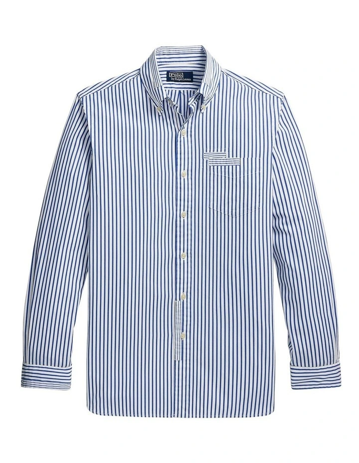 Classic Fit Poplin Shirt in Blue image 4