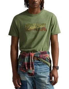 Classic Fit Embroidered Jersey T-shirt in Green