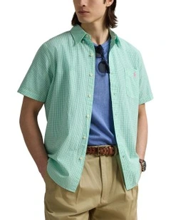 Prepster Classic Fit Seersucker Shirt in Green