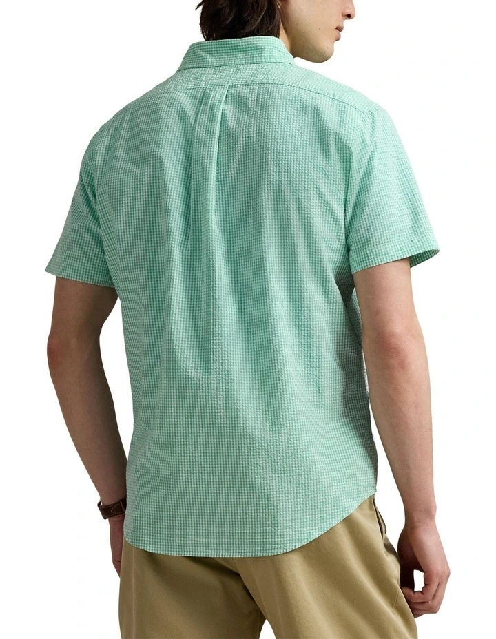 Prepster Classic Fit Seersucker Shirt in Green image 2