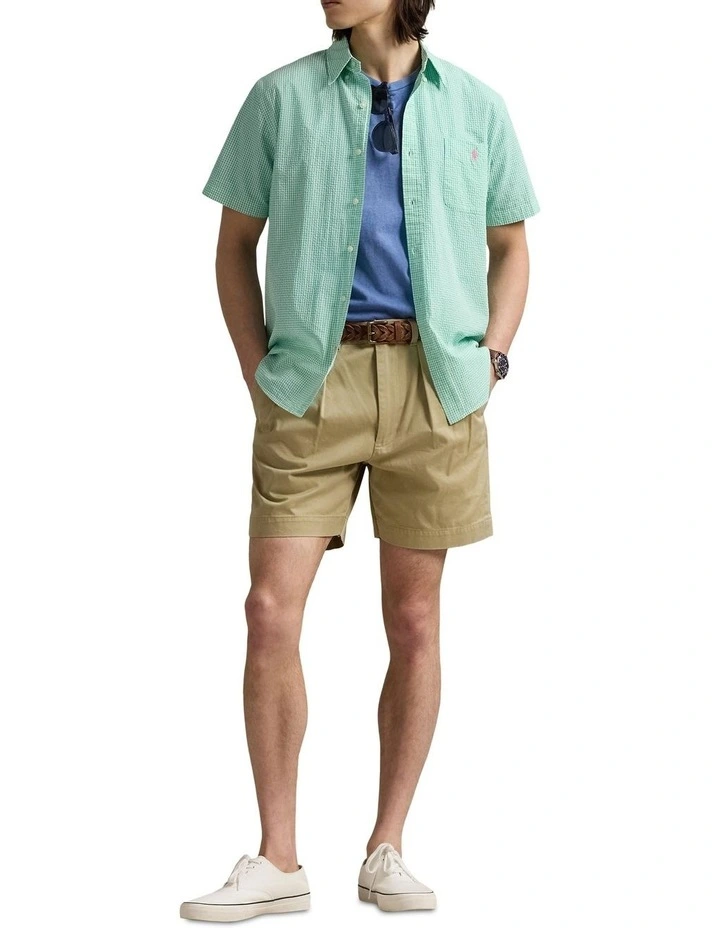 Prepster Classic Fit Seersucker Shirt in Green image 3