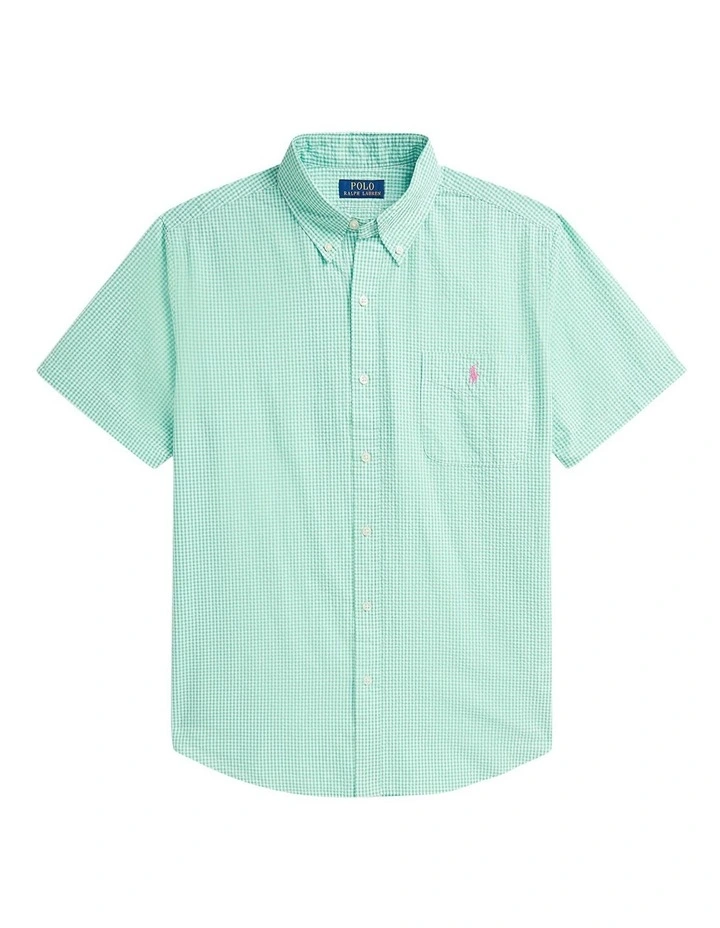 Prepster Classic Fit Seersucker Shirt in Green image 4