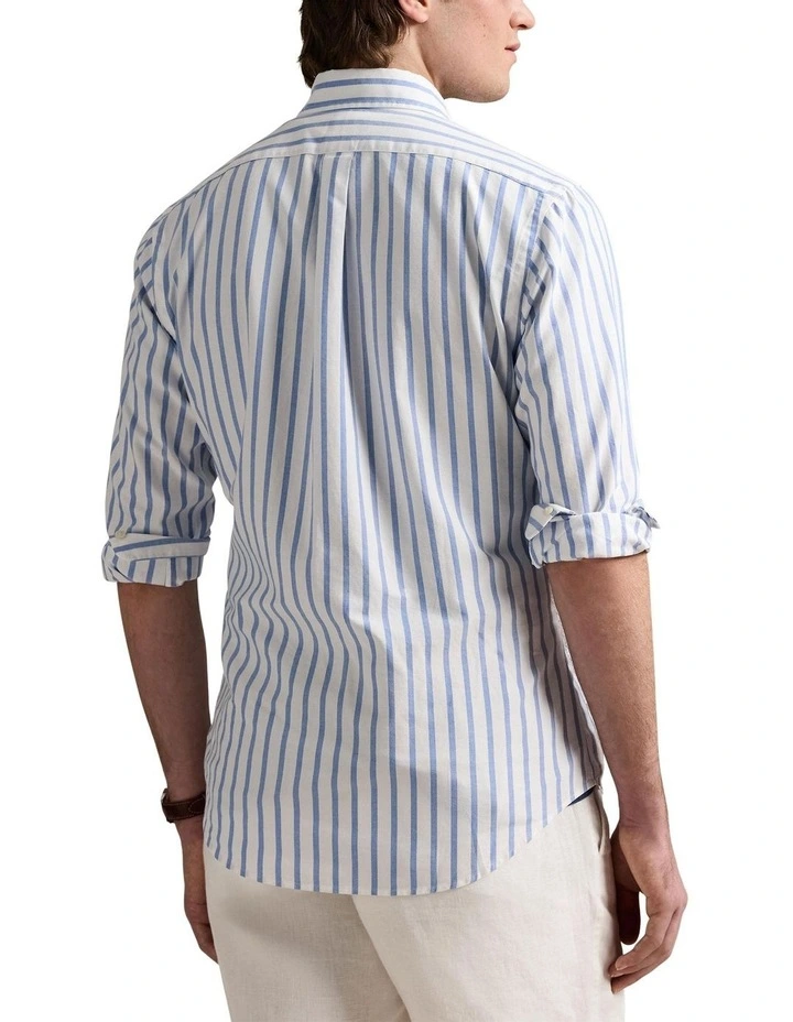 Classic Fit Striped Oxford Shirt in Blue image 2