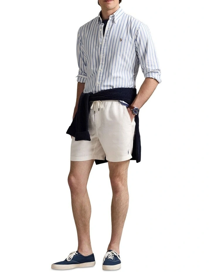 Classic Fit Striped Oxford Shirt in Blue image 3