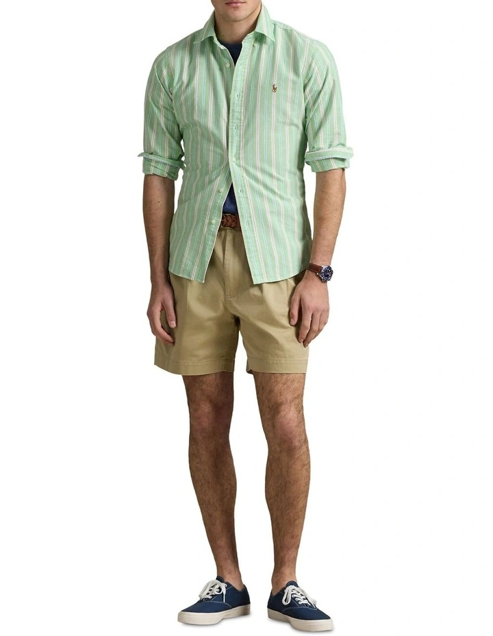 Classic Fit Striped Oxford Shirt in Green image 3