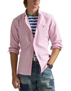 Classic Fit Striped Oxford Shirt in Pink