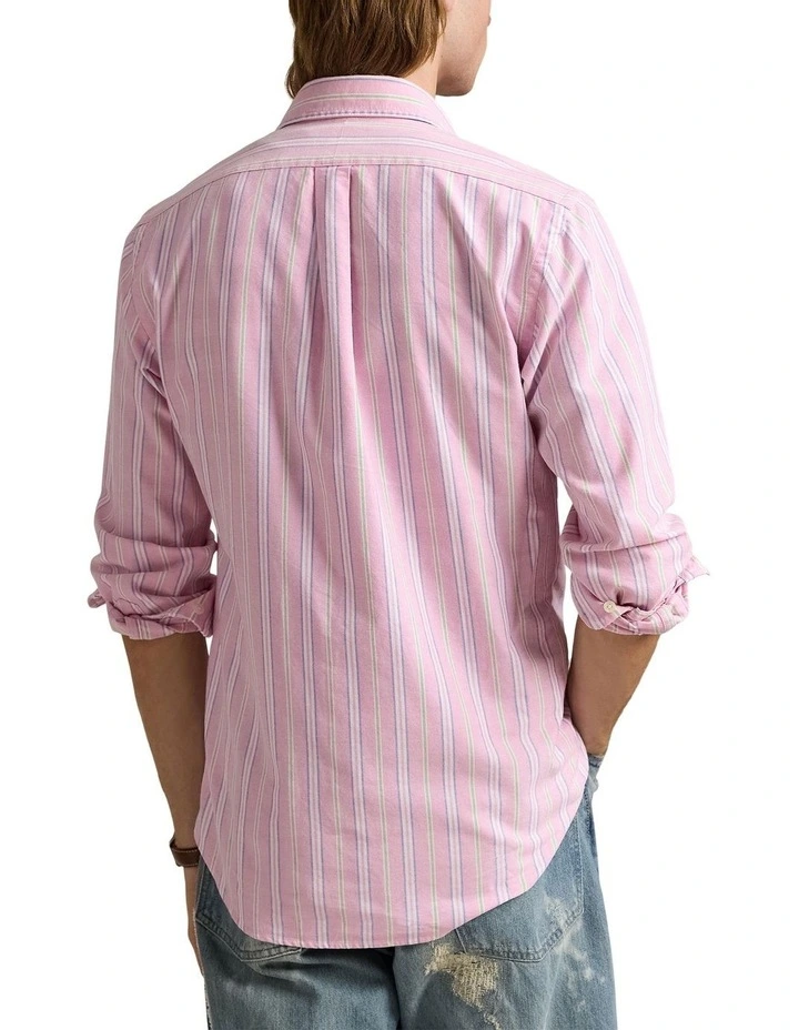 Classic Fit Striped Oxford Shirt in Pink image 2
