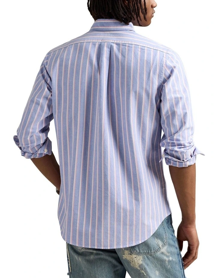 Classic Fit Striped Oxford Shirt in Blue image 2