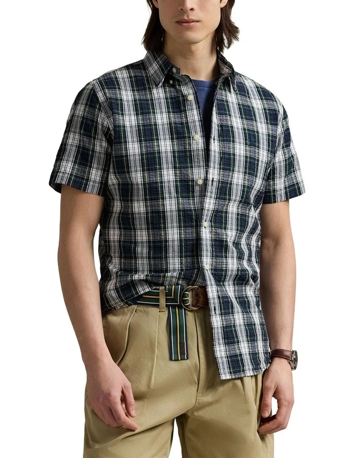 Classic Fit Plaid Seersucker Shirt in Assorted image 1