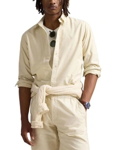 Classic Fit Mineral-Dyed Oxford Shirt in Natural