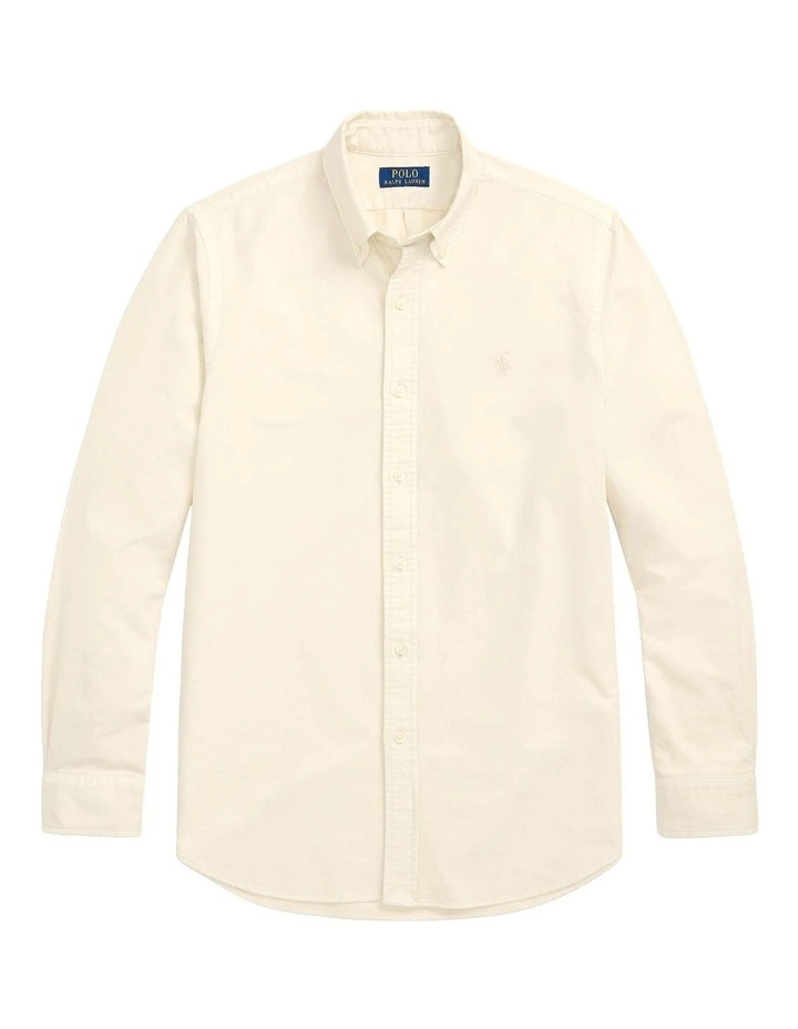 Classic Fit Mineral-Dyed Oxford Shirt in Natural image 4