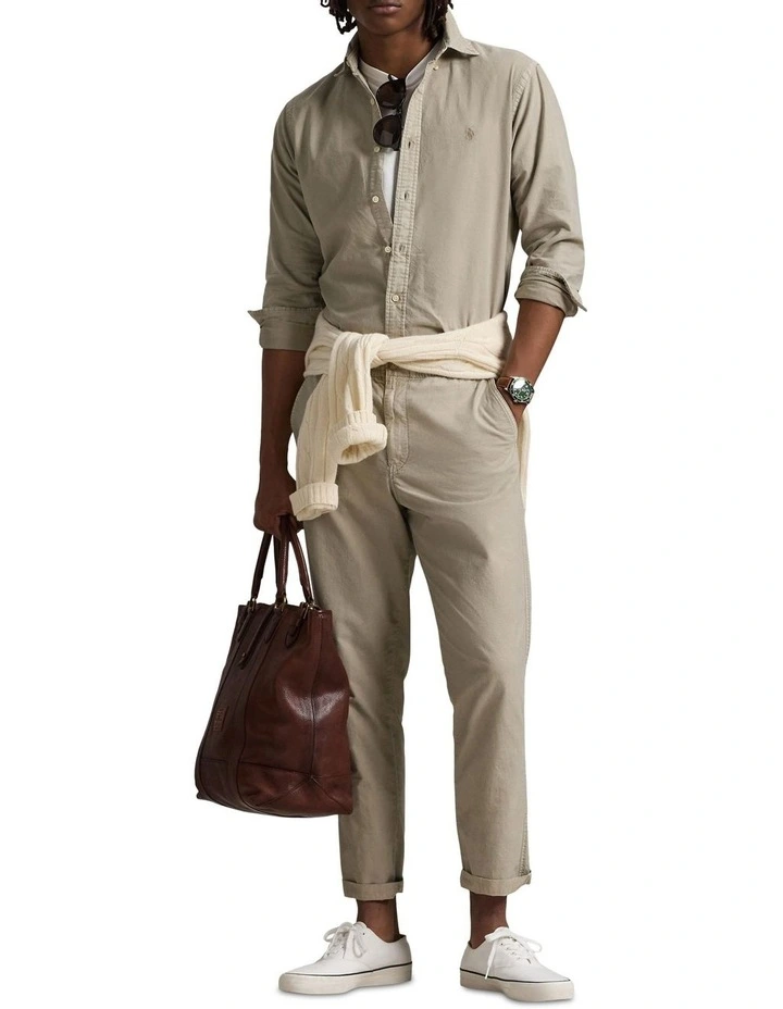 Classic Fit Mineral-Dyed Oxford Shirt in Green image 3