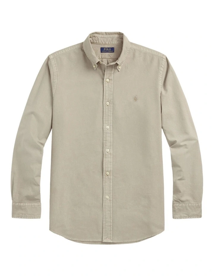 Classic Fit Mineral-Dyed Oxford Shirt in Green image 4