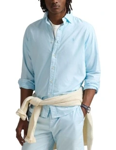 Classic Fit Mineral-Dyed Oxford Shirt in Blue