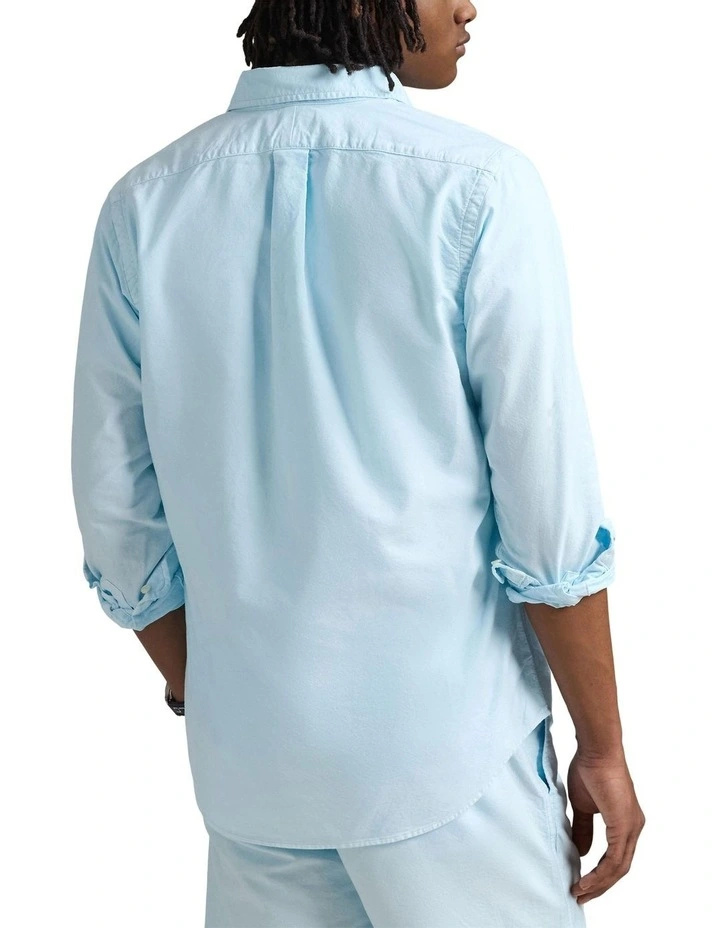 Classic Fit Mineral-Dyed Oxford Shirt in Blue image 2