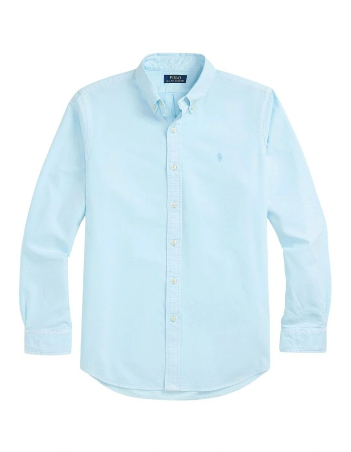 Classic Fit Mineral-Dyed Oxford Shirt in Blue image 4