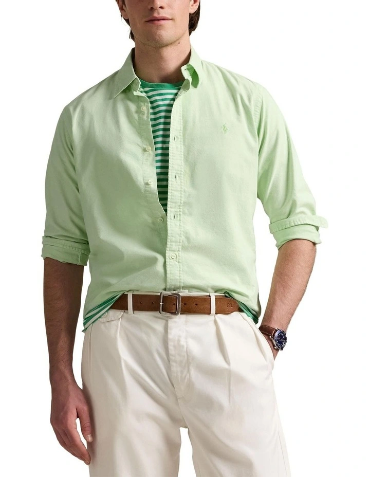 Classic Fit Mineral-Dyed Oxford Shirt in Green image 1