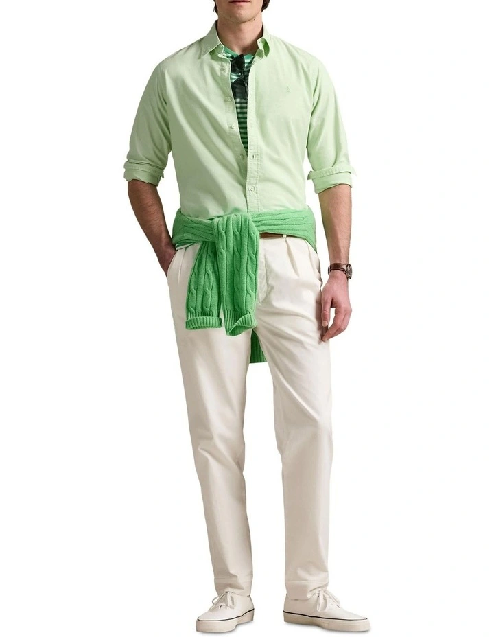 Classic Fit Mineral-Dyed Oxford Shirt in Green image 3