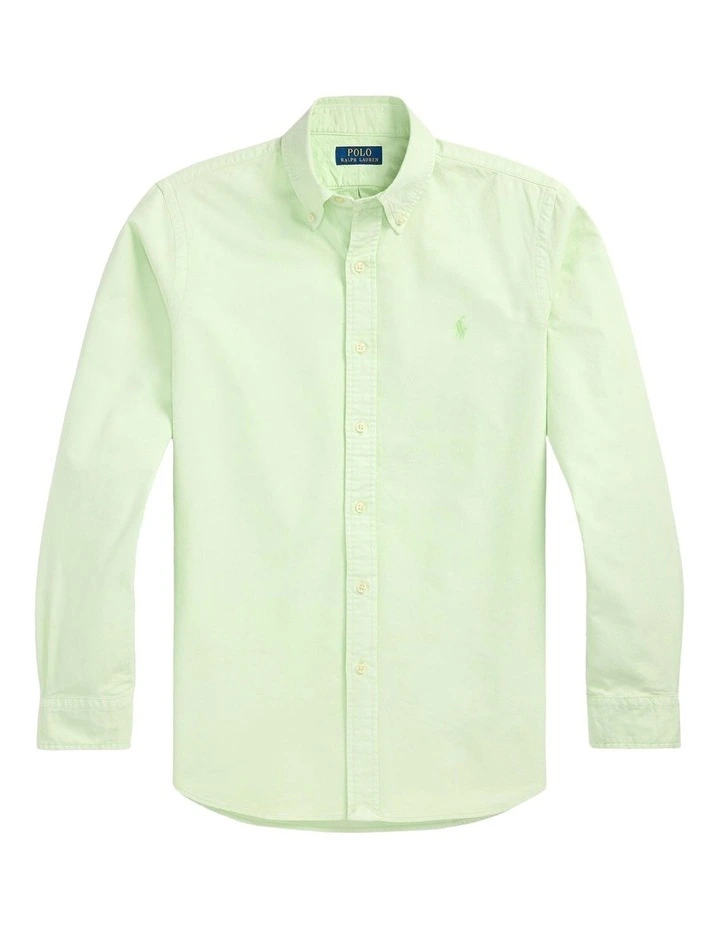 Classic Fit Mineral-Dyed Oxford Shirt in Green image 4