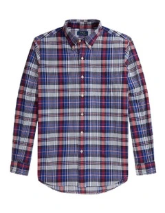 Classic Fit Madras Shirt in Navy