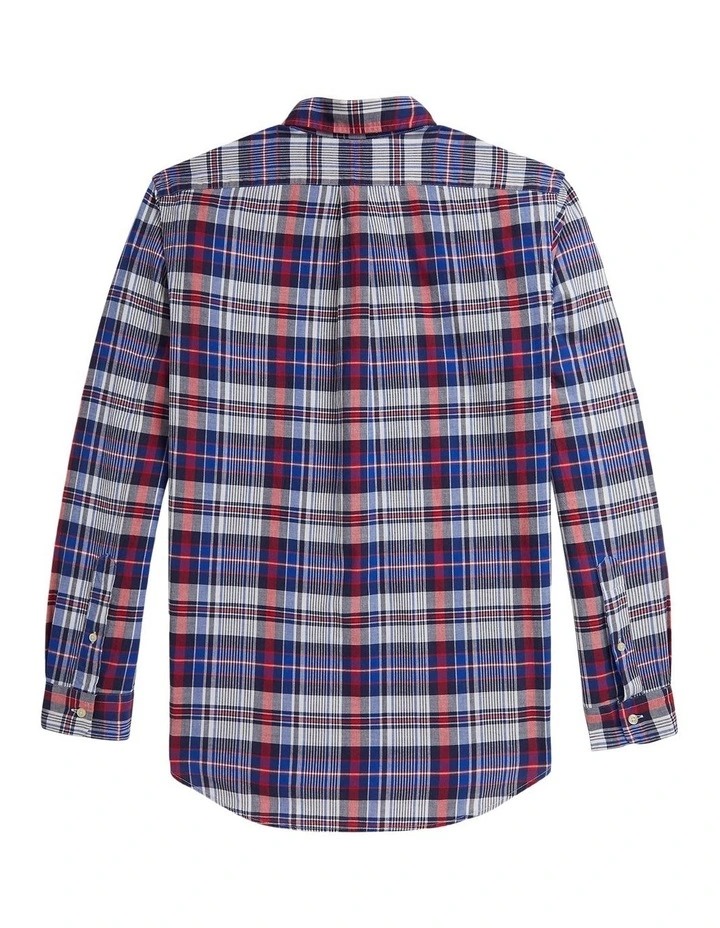 Classic Fit Madras Shirt in Navy image 2