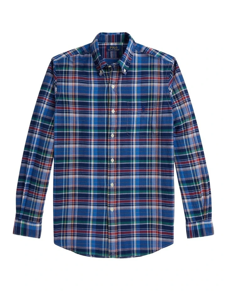 Classic Fit Madras Shirt in Blue image 1