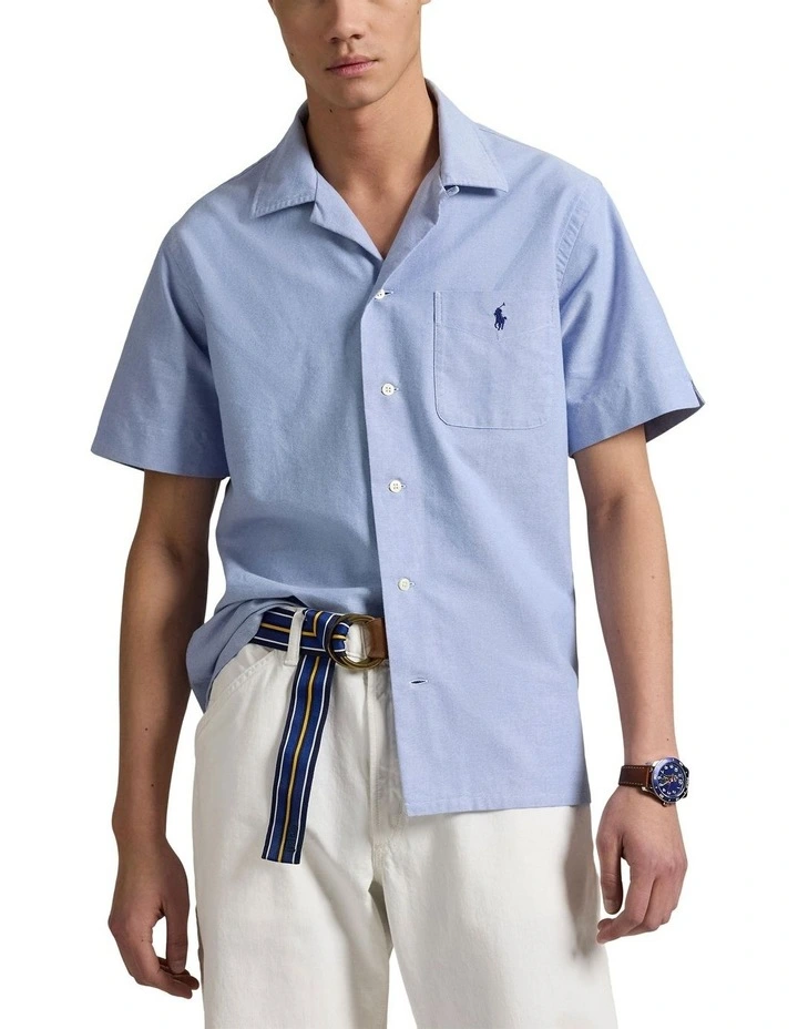 Classic Fit Oxford Camp Shirt in Blue image 1