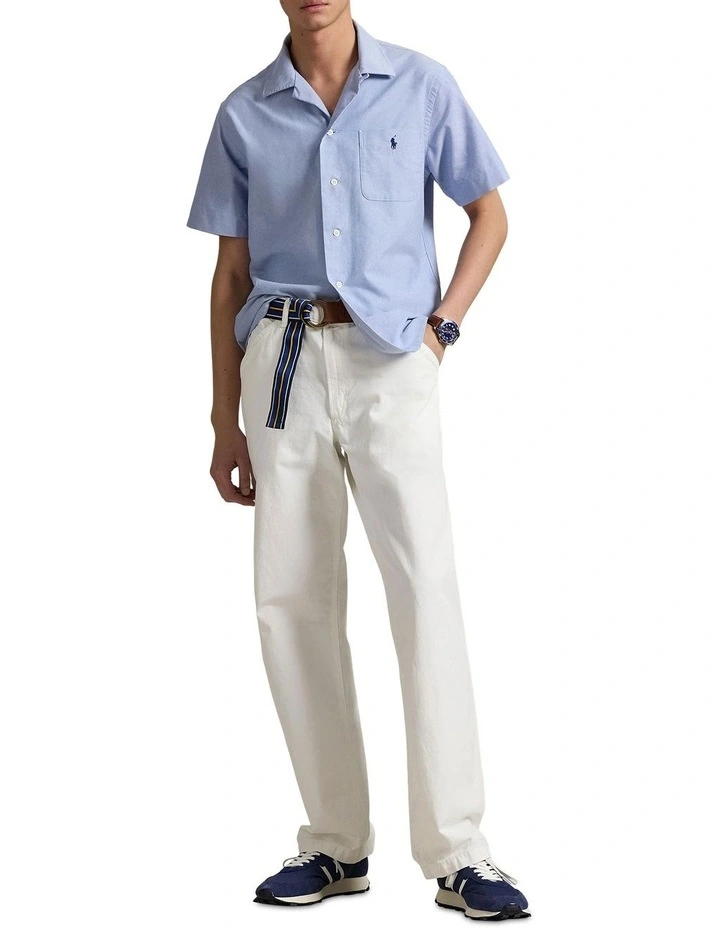 Classic Fit Oxford Camp Shirt in Blue image 3