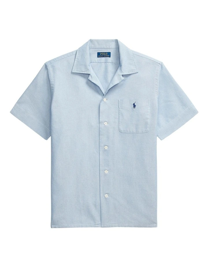 Classic Fit Oxford Camp Shirt in Blue image 4