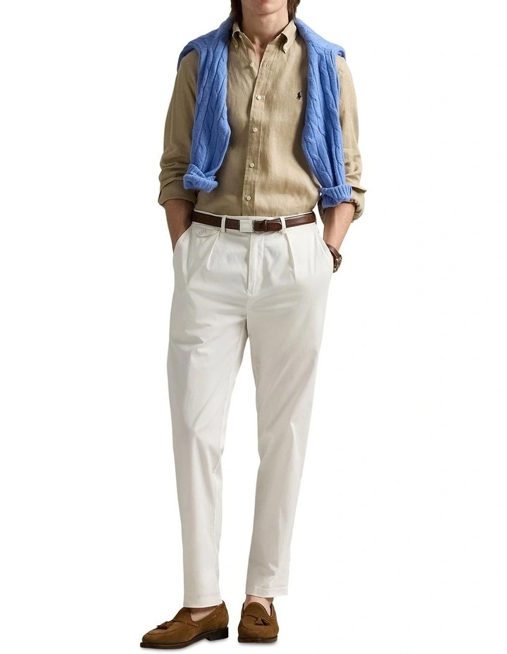 Classic Fit Linen Shirt in Beige image 3
