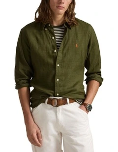 Classic Fit Linen Shirt in Green