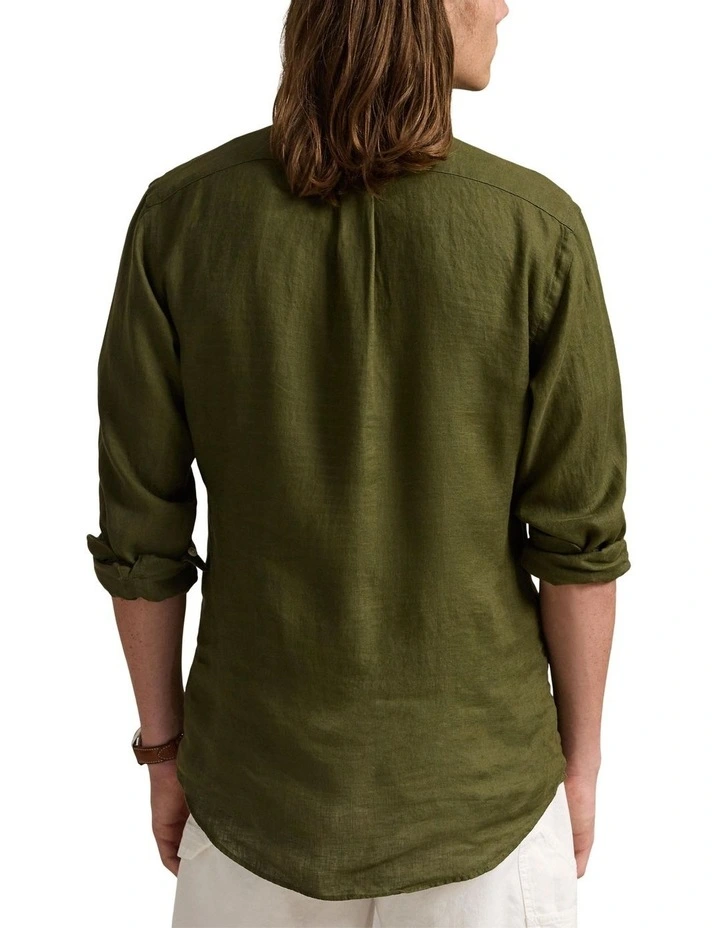 Classic Fit Linen Shirt in Green image 2
