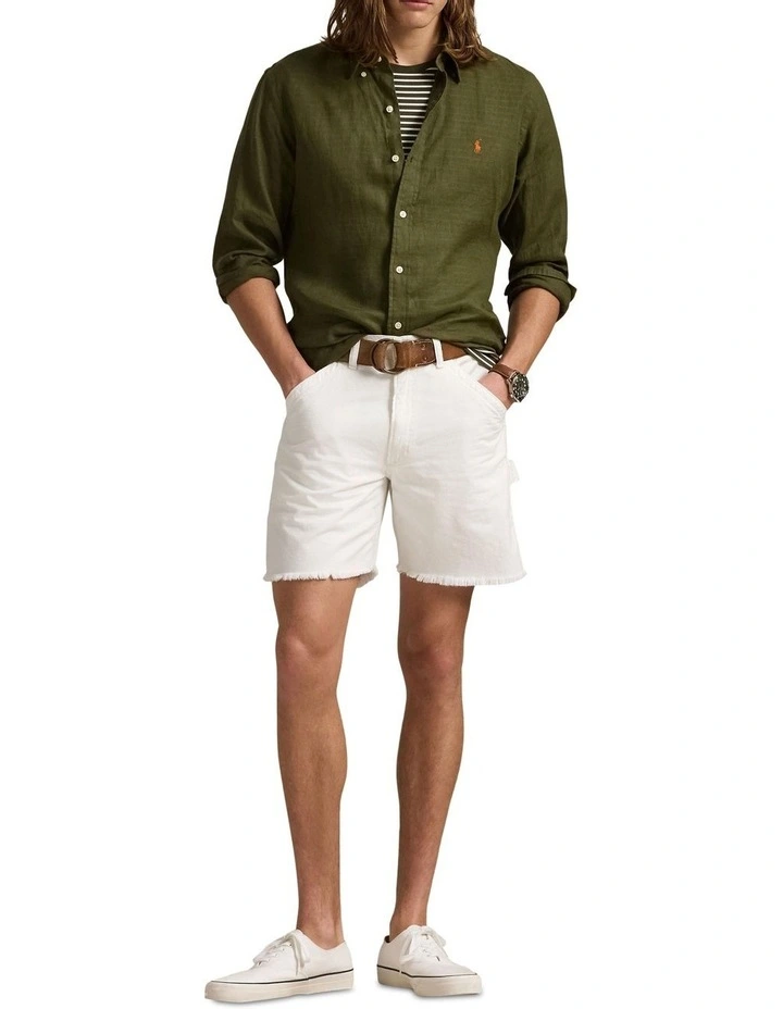 Classic Fit Linen Shirt in Green image 3