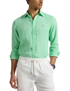 Classic Fit Linen Shirt in Blue
