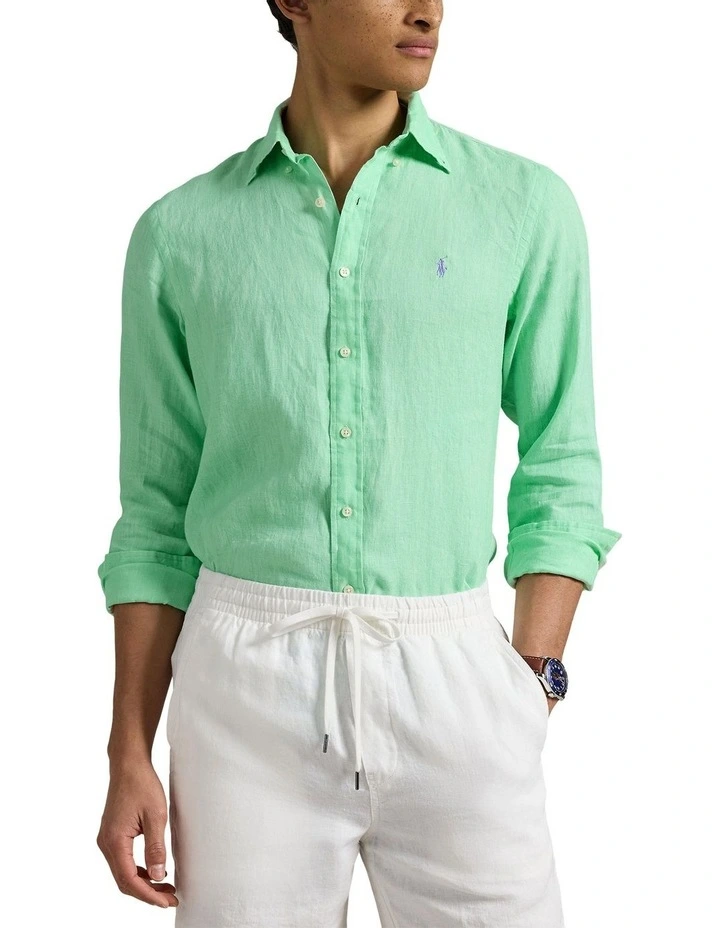 Classic Fit Linen Shirt in Blue image 1