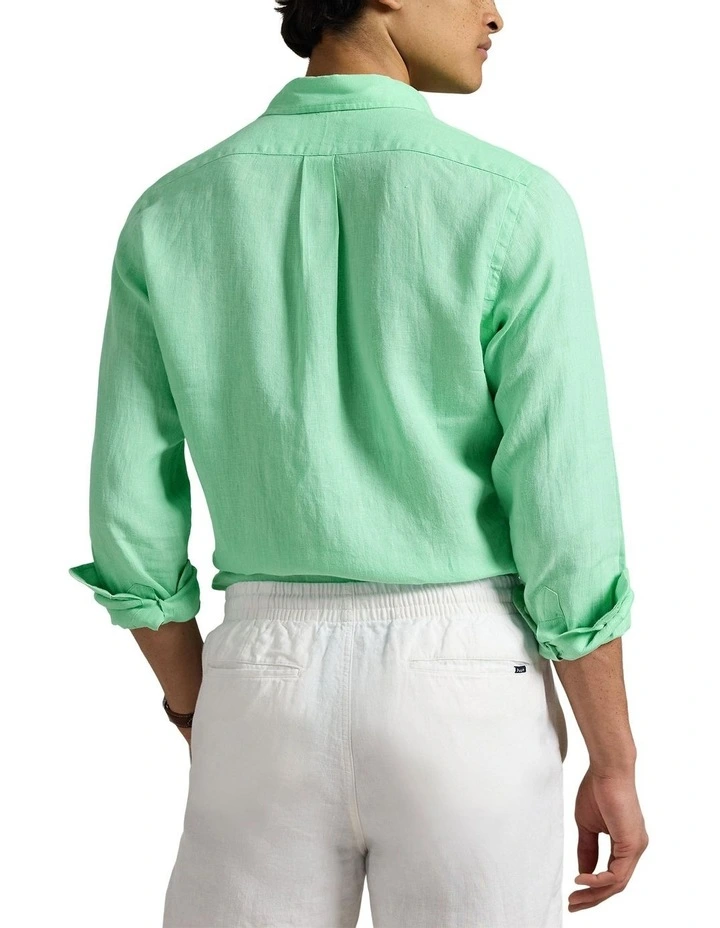 Classic Fit Linen Shirt in Blue image 2
