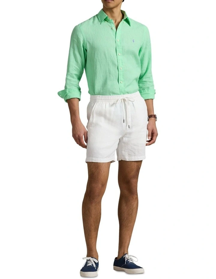 Classic Fit Linen Shirt in Blue image 3