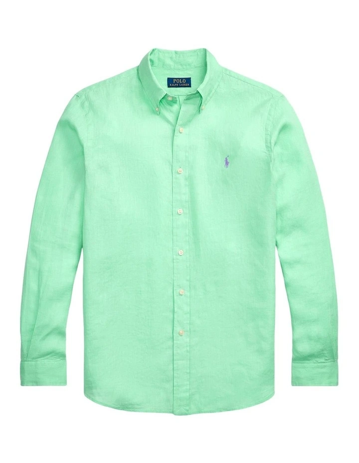 Classic Fit Linen Shirt in Blue image 4