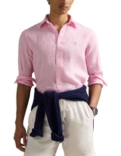 Classic Fit Linen Shirt in Pink