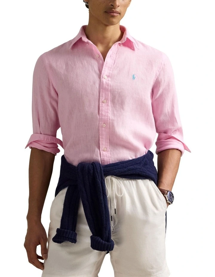 Classic Fit Linen Shirt in Pink image 1